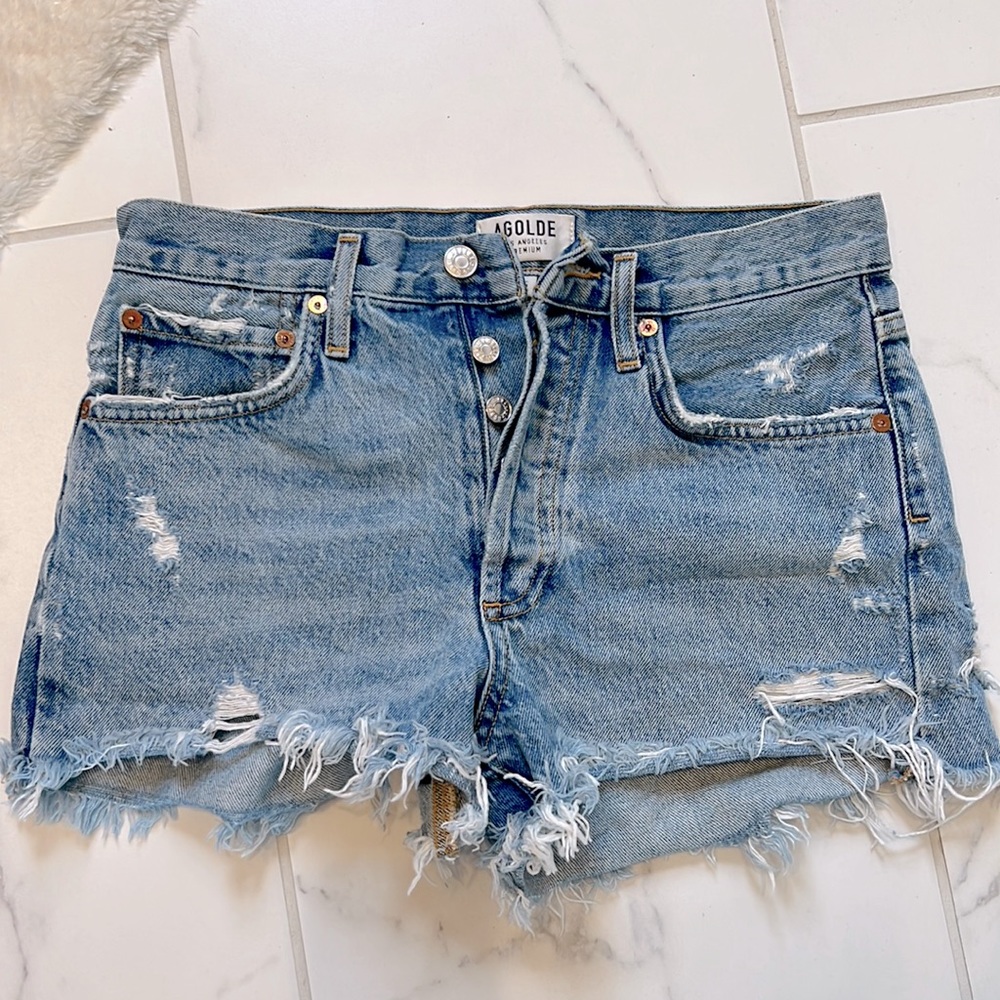 Agolde Parker Distressed Denim Shorts Size 25/2